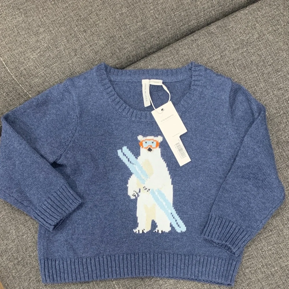 NWT Janie and Jack Polar Boys  bear on Ski crew neck size 12/18 months